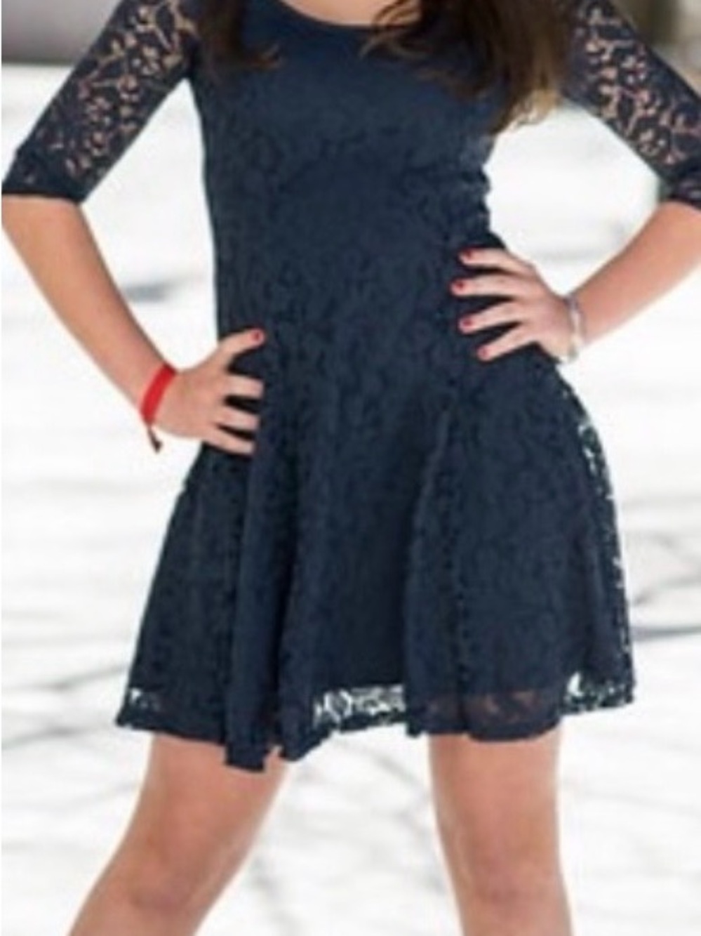 Papillon Navy Lace Scoop Neck Fit & Flare Dress